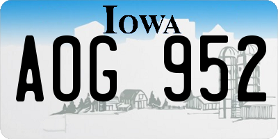IA license plate AOG952