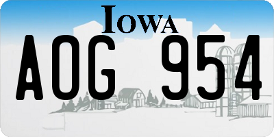 IA license plate AOG954