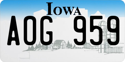 IA license plate AOG959