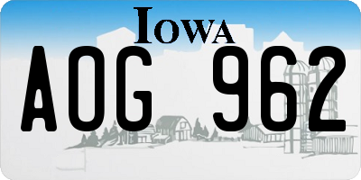 IA license plate AOG962
