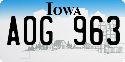 IA license plate AOG963