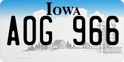IA license plate AOG966