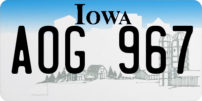 IA license plate AOG967