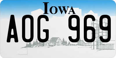 IA license plate AOG969