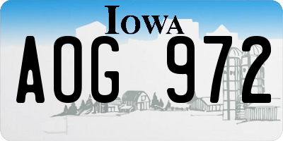 IA license plate AOG972