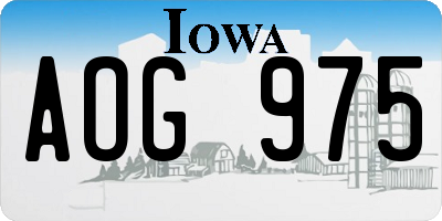 IA license plate AOG975
