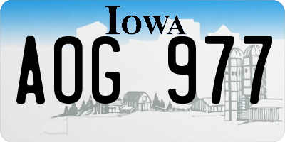IA license plate AOG977