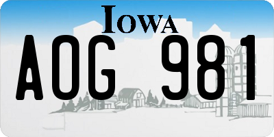 IA license plate AOG981