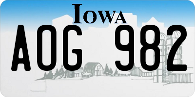 IA license plate AOG982