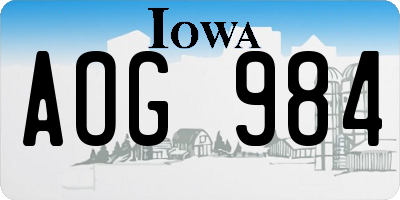 IA license plate AOG984