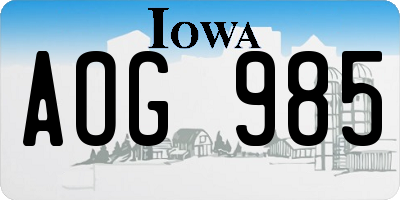 IA license plate AOG985