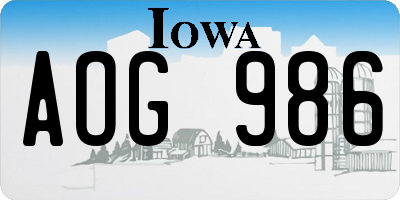 IA license plate AOG986