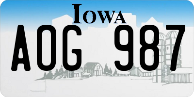 IA license plate AOG987