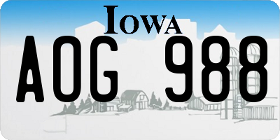 IA license plate AOG988