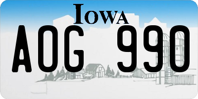IA license plate AOG990
