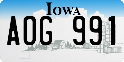 IA license plate AOG991
