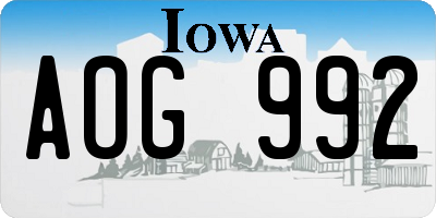 IA license plate AOG992