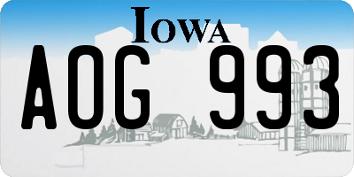 IA license plate AOG993