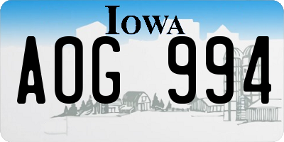 IA license plate AOG994
