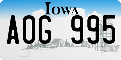 IA license plate AOG995