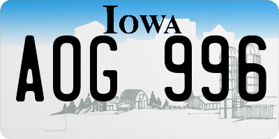 IA license plate AOG996
