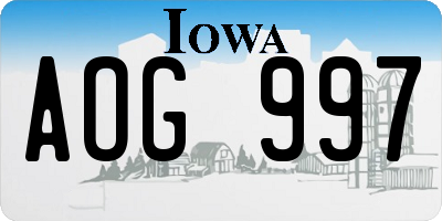 IA license plate AOG997
