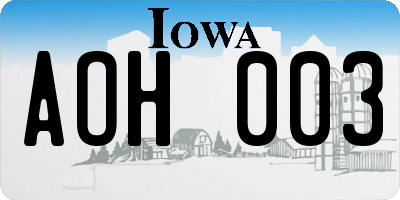 IA license plate AOH003