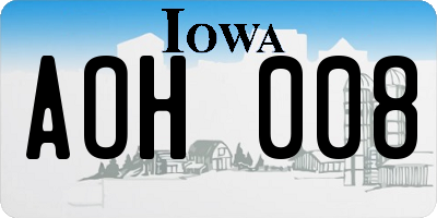 IA license plate AOH008