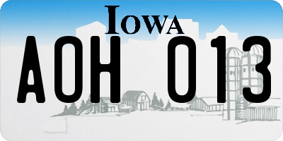 IA license plate AOH013