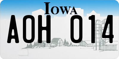 IA license plate AOH014