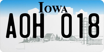 IA license plate AOH018