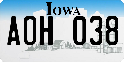 IA license plate AOH038