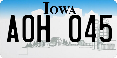 IA license plate AOH045