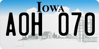 IA license plate AOH070
