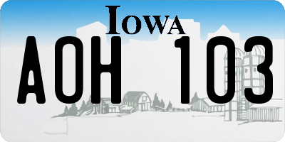 IA license plate AOH103