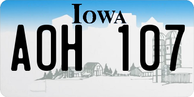 IA license plate AOH107