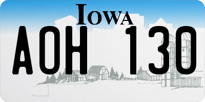 IA license plate AOH130