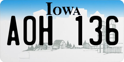 IA license plate AOH136