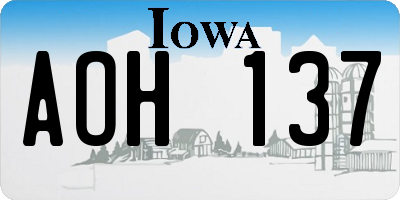 IA license plate AOH137