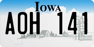 IA license plate AOH141