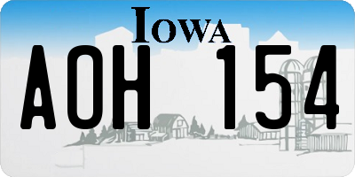 IA license plate AOH154