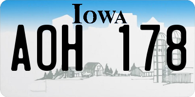 IA license plate AOH178