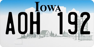 IA license plate AOH192