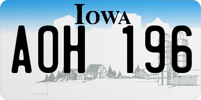 IA license plate AOH196
