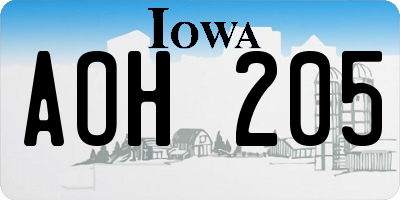 IA license plate AOH205