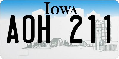 IA license plate AOH211
