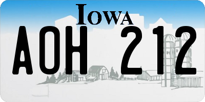 IA license plate AOH212