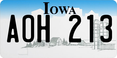 IA license plate AOH213