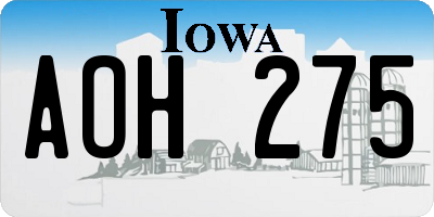 IA license plate AOH275