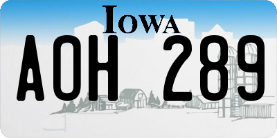IA license plate AOH289